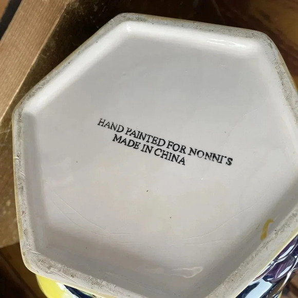 VTG Biscotti Cookie Jar Hand Painted Nonni's Dark Blue Fruit Ceramic Kitchen - Picture 4 of 11